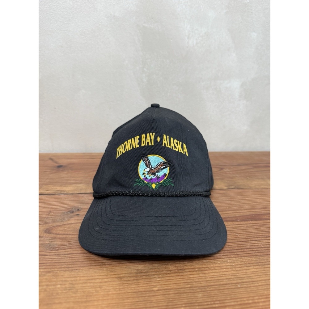 Vintage Thorne Bay Alaska SnapBack Ball Cap Rope Hat Eagle Logo Adjustable